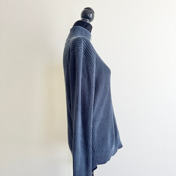 Men’s 90s Vintage Express Ribbed Knit Quarter Zip Sweater Navy Large casual - Picture 4 of 7
